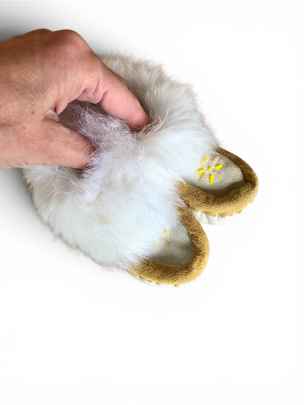Baby Moccasins with Rabbit Fur and Suede (Size 5)